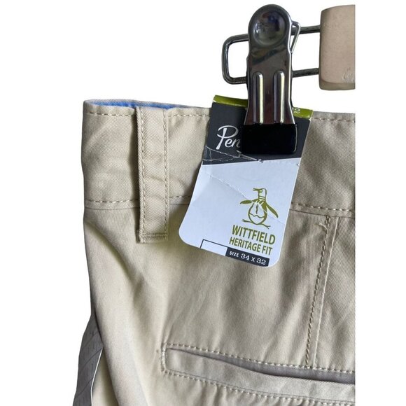 New! Penguin Wittfield Heritage Fit Khaki Chino Pants Flat Front Size 34 x 29 - Picture 8 of 9